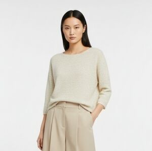 Mango Gold Flecked Fine Knit Cream Sweater